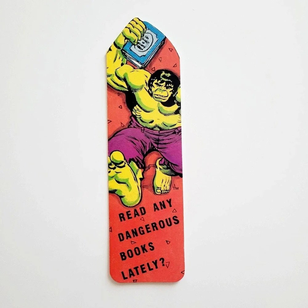 Vintage 80s Incredible Hulk Bookmark, paperboard 1986 Marvel Comics Group 2-1073